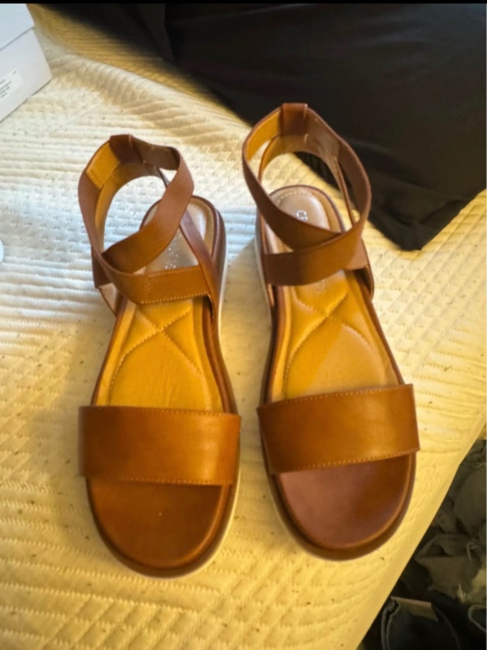 Crown Vintage Brown Leather Ankle-Strap Flat Sandals